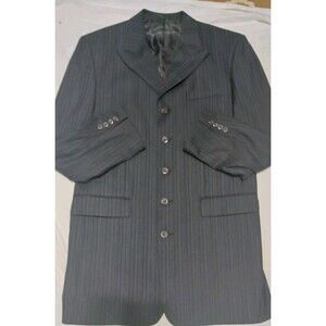 Vitalianno Suit Coat 38R31W  Black/Blue Pin Stripe Jacket Blazer